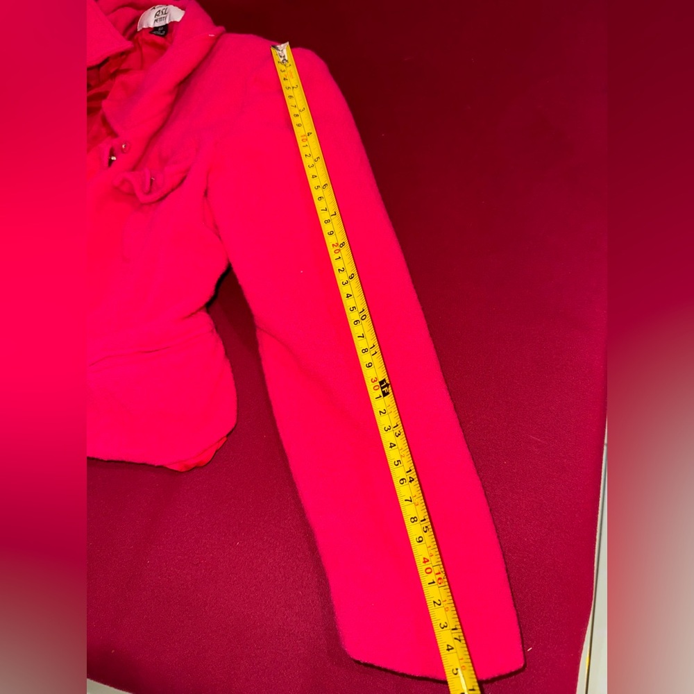 Vintage Petite Hot Pink 100% Wool Cropped Tailored Blazer - Picture 10 of 15